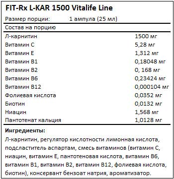 Состав L-KAR 1500 от FIT-Rx