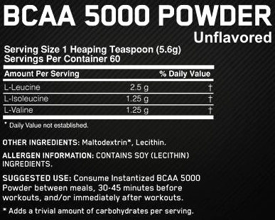Состав Optimum Nutrition BCAA 5000 Powder