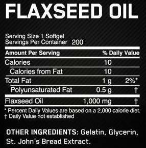 Состав Optimum Nutrition Flaxseed Oil