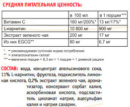 Состав Power System L-Carnitin Fire Состав Power System L-Carnitin Fire