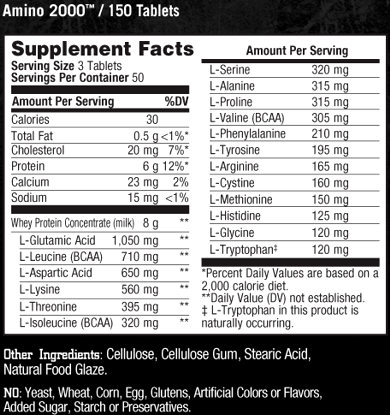 Состав Prolab Amino 2000 Состав Prolab Amino 2000