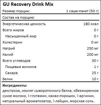 Состав GU Recovery Drink Mix