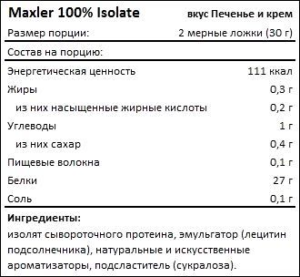 Состав Maxler 100 Isolate