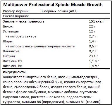 Состав Professional Xplode Muscle Growth от Multipower