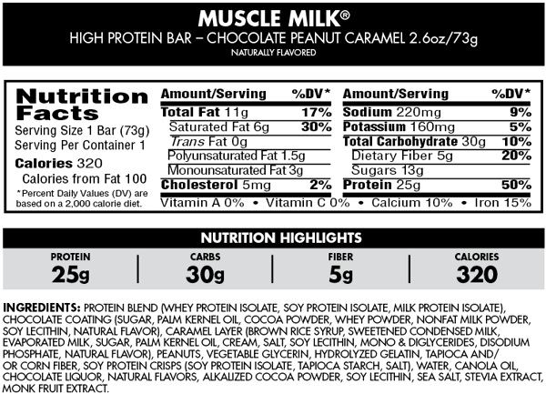 Состав Muscle Milk High Protein Bar