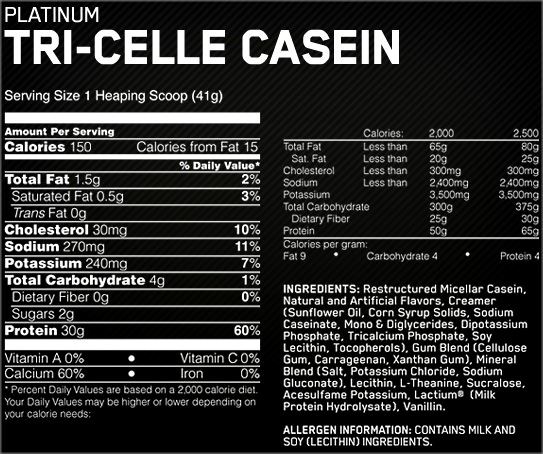 Состав Platinum Tri-Celle Casein
