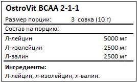 Состав BCAA 2-1-1 от OstroVit