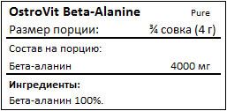 Состав Beta-Alanine Pure от OstroVit