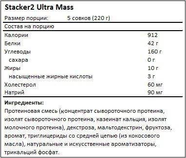 Состав Ultra Mass от Stacker2