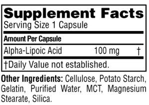 Состав Universal Nutrition Alpha Lipoic Acid
