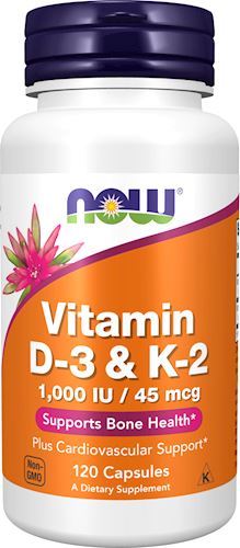 Витамины NOW Vitamin D-3 + K2 1000IU 45mcg