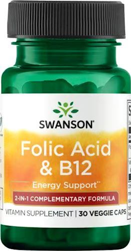 Фолиевая кислота с витамином Б12 Swanson Folic Acid B12