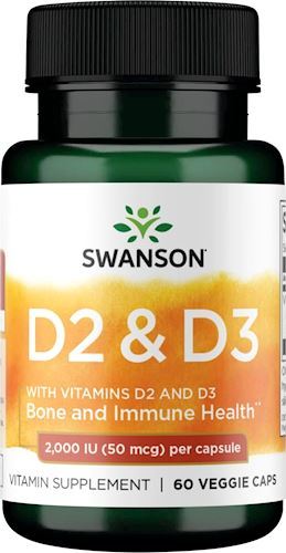 Витамины Д2 и Д3 Swanson Vitamin D2 D3 2000 МЕ