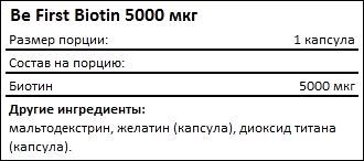 Состав Be First Biotin 5000 мкг