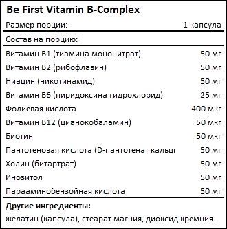 Состав Be First Vitamin B-complex