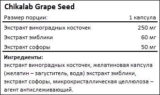 Состав Chikalab Grape Seed