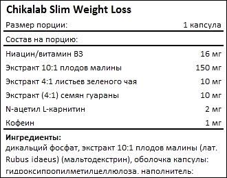 Состав Chikalab Slim Weight Loss