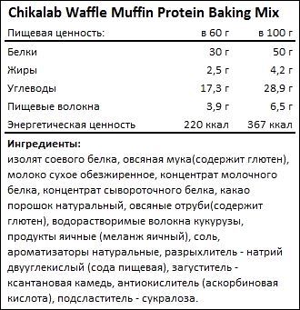 Состав Chikalab Waffle Muffin Protein Baking Mix