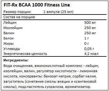 Состав BCAA 1000 от FIT-Rx