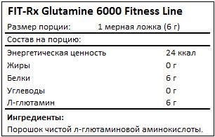 Состав Glutamine 6000 от FIT-Rx