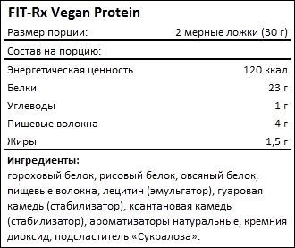 Состав FIT-Rx Vegan Protein