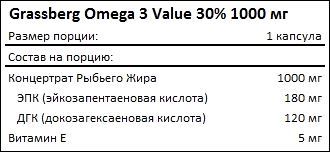 Состав Grassberg Omega-3 Value 1000 мг