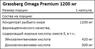 Состав Grassberg Omega 3 Premium 1200 мг