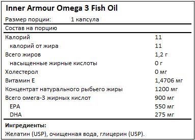 Состав Omega 3 Fish Oil от Inner Armour