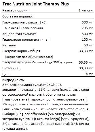 Состав Trec Nutrition Joint Therapy Plus