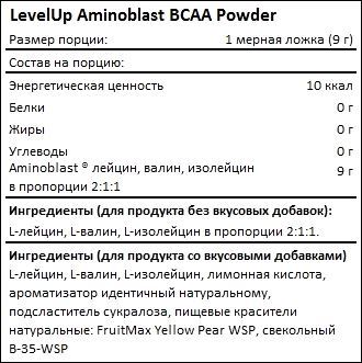 Состав LevelUp Aminoblast BCAA Powder