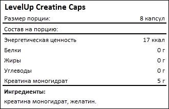 Состав LevelUp Creatine Caps