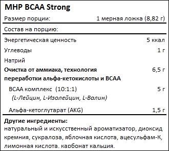 Состав MHP BCAA Strong