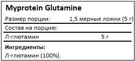 Состав Glutamine от Myprotein