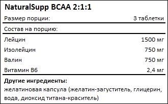 Состав NaturalSupp BCAA 211