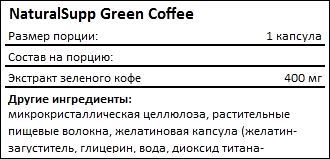 Состав NaturalSupp Green Coffee