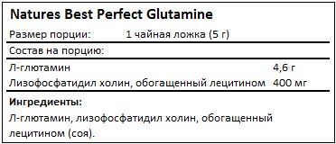Состав Perfect L-Glutamine от Natures Best