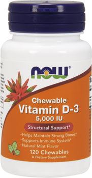 Витамин Д3 Chewable Vitamin D-3 5000IU от NOW
