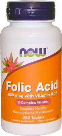 Комплекс витаминов группы В Folic Acid 800mcg with Vitamin B12 от NOW