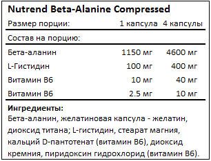 Состав Beta-Alanine Compressed от Nutrend