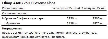 Состав AAKG 7500 Extreme Shot от Olimp