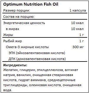 Состав Fish Oil от Optimum Nutrition