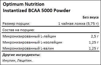 Состав BCAA 5000 Powder