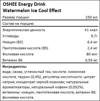 Состав OSHEE Energy Drink