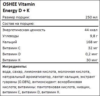 Состав OSHEE Vitamin