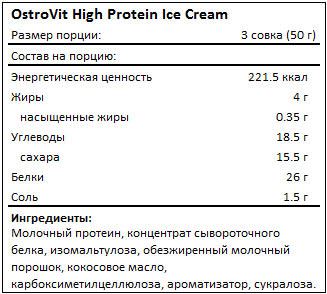 Состав High Protein Ice Cream от OstroVit