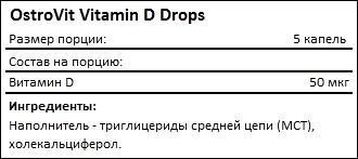 Состав OstroVit Vitamin D Drops