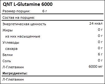 Состав QNT L-Glutamine 6000
