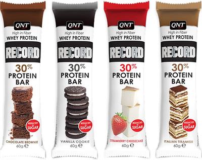 Протеиновые батончики Record 30% Protein Bar от QNT