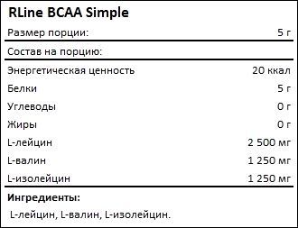 Состав Simple BCAA от RLine
