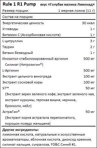 Состав Rule One 1 Pump